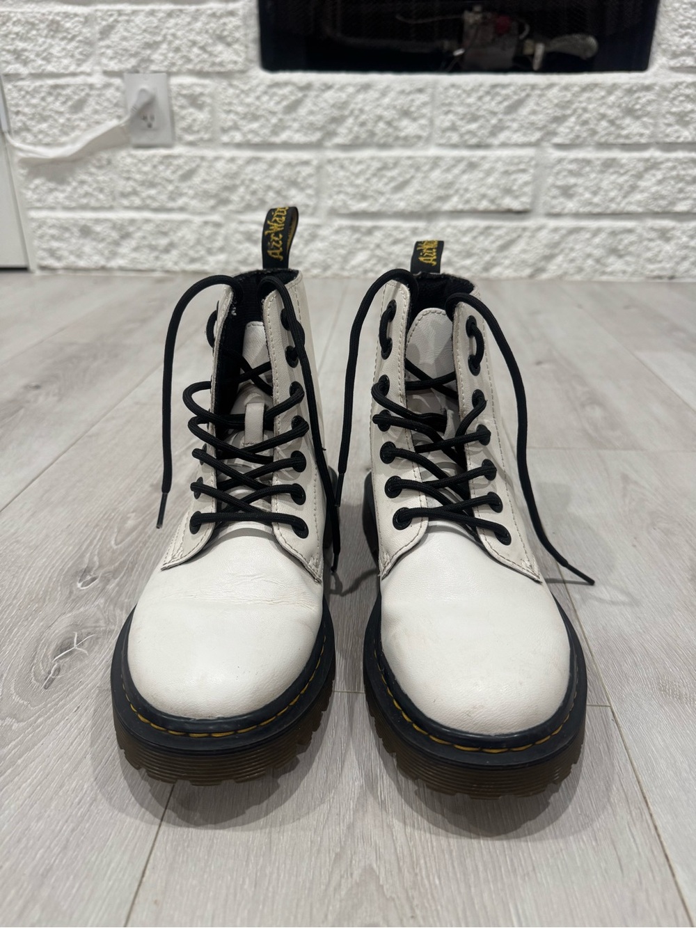 Dr. Martens White Leather Combat Boots